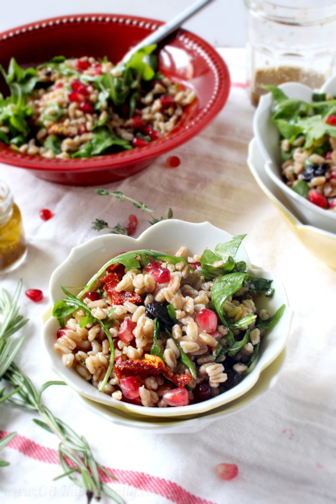 Fall Farro Salad with Pomegranate Seeds and Maple Apple Cider Dressing ...