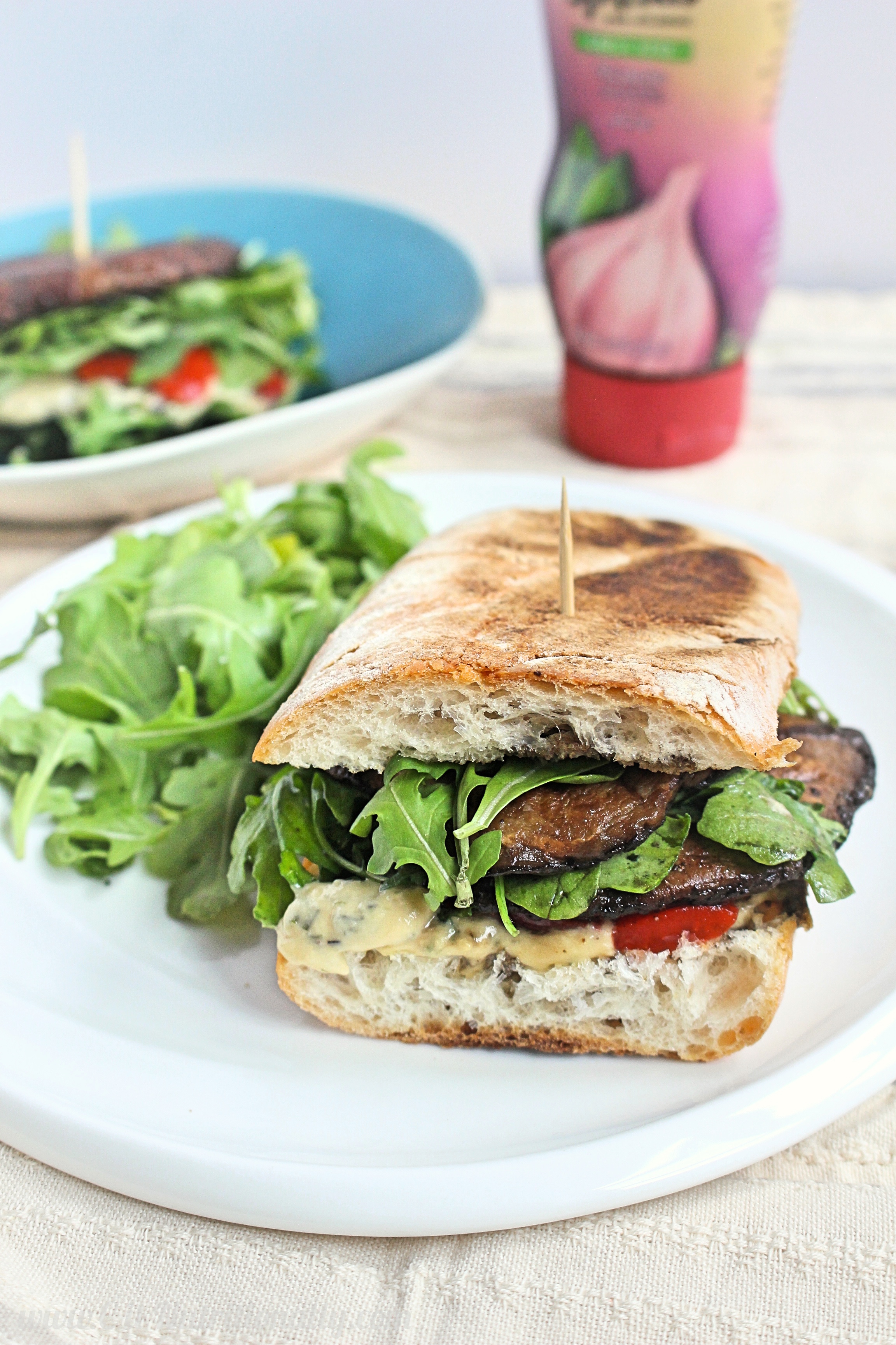 Grilled Portobello Mushroom and Arugula Sandwich