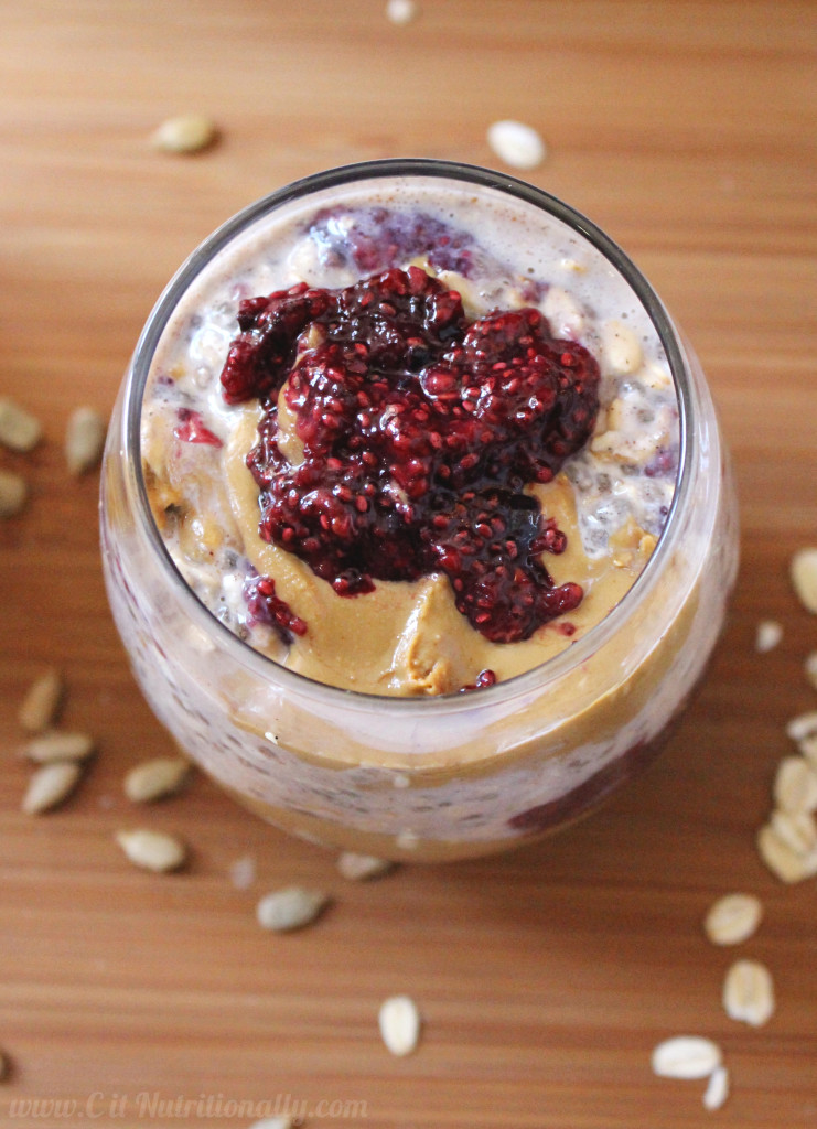 Sunflower Seed Butter and Jelly Overnight Chia Oats - C it Nutritionally